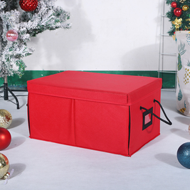 Christmas Ornament Storage Box, 72 Ornament Organizer, Stackable Trays, Red