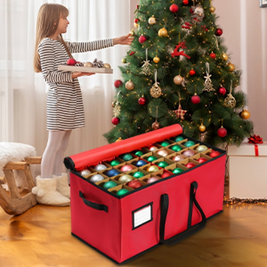 Ornament Storage Box, Stackable Organizer with 3 Trays, Holds 72 Ornaments