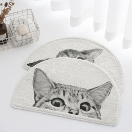 Cat Bath Mat with Peeping Kitty Design, Soft Absorbent Bathroom & Kitchen Mat, Machine Washable Non Slip, 3 Sizes