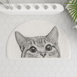Cat Bath Mat with Peeping Kitty Design, Soft Absorbent Bathroom & Kitchen Mat, Machine Washable Non Slip, 3 Sizes
