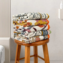 Floral Gauze Bath Towel, Lightweight Soft Absorbent Sauna, Gym & Shower Towel, Quick Dry, 5 Designs