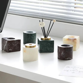 Marble Incense Holder, Gold Accent Incense Stick Stand, 2 Shapes, 2.8in