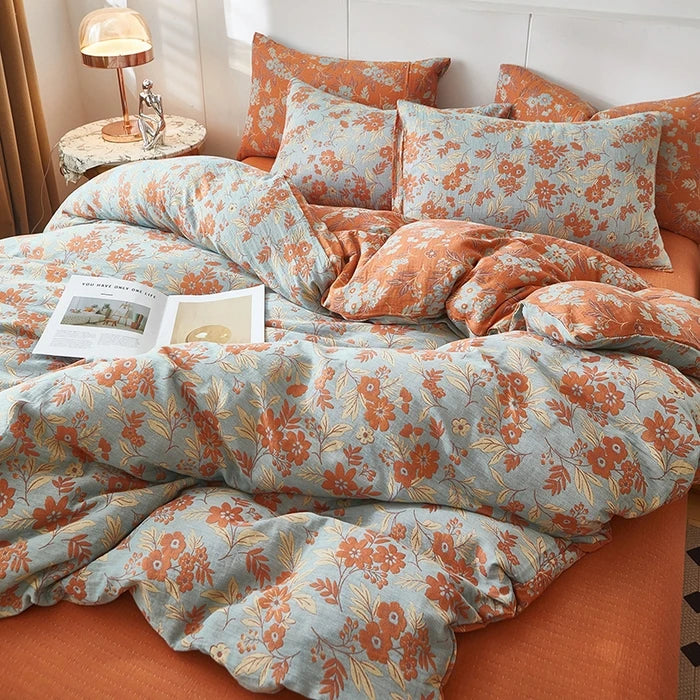 Floral Duvet Cover in 100% Cotton, Printed Botanical Quilt Cover, 200 Thread Count, Cover Only No Pillowcases, 16 Designs, 3 Sizes