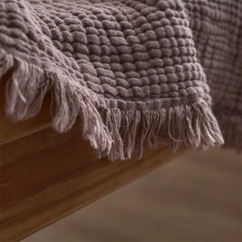 Four Layer Cotton Gauze Blanket with Tassels, Breathable Sofa Throw & Bed Blanket, 100% Cotton, 7 Colors, 2 Sizes
