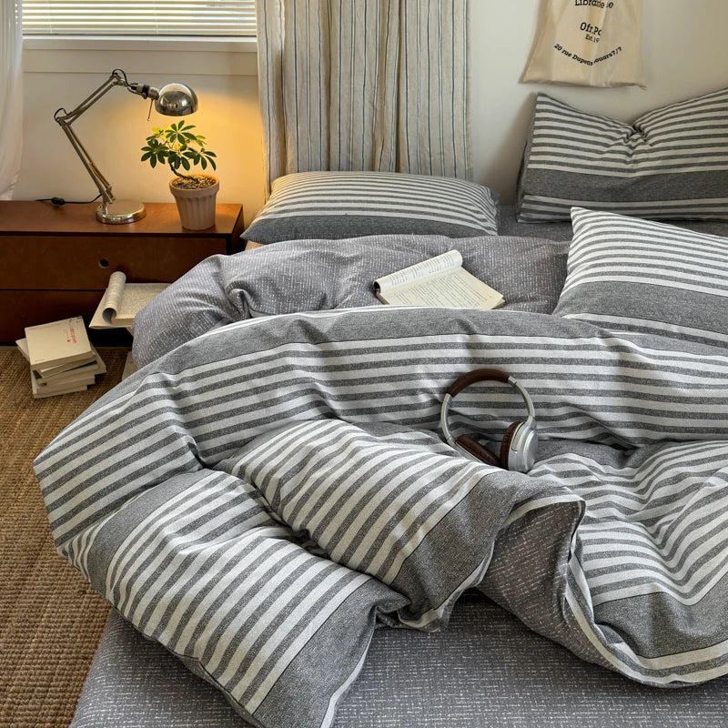Checked & Plaid Duvet Cover Set with 2 Pillowcases, 100% Cotton Twill, 200 Thread Count, No Filling, 8 Designs, 4 Sizes