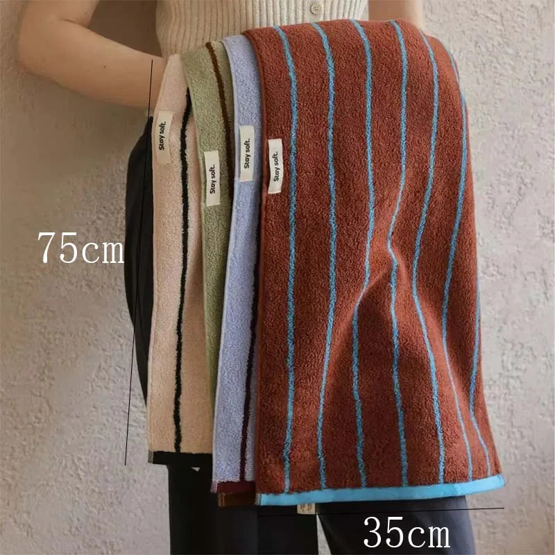 Classic Striped Towel, Soft Absorbent Face & Bath Towel, Breathable Quick Dry Blend, 3 Colors