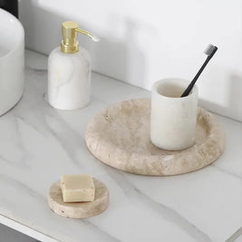 Stone Catchall Tray, Retro Oval Dish for Dining Table & Entryway, 3.7-9.6in