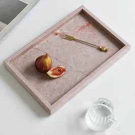 Pink Marble Tray, Hand Polished Coffee Table & Vanity Tray, 9.8-11.8in
