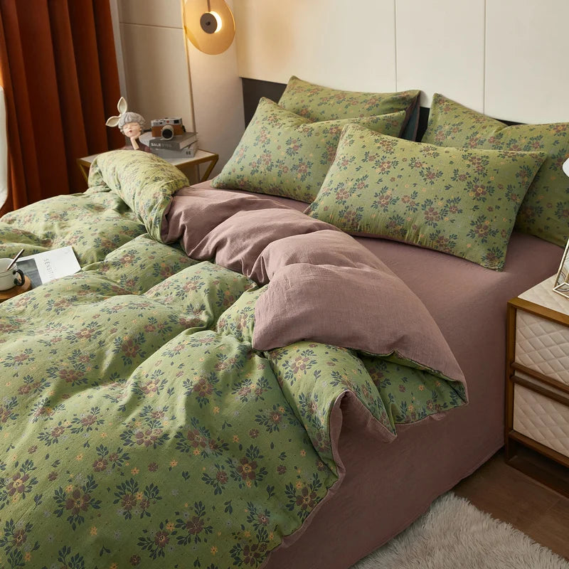 Floral Duvet Cover in 100% Cotton, Printed Botanical Quilt Cover, 200 Thread Count, Cover Only No Pillowcases, 16 Designs, 3 Sizes