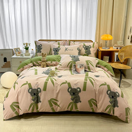 Retro Print Bedding Set of 4 with Duvet Cover, Flat Sheet & 2 Pillowcases, 100% Cotton, Brushed Finish, 23 Designs, 2 Sizes
