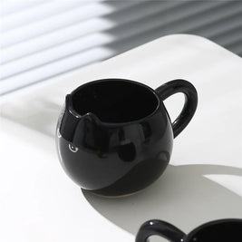 Pack of 4 Black Cat Mugs, Ceramic Cat Shaped Coffee Cup with Ears, Glossy Black Halloween & Everyday Mug, 13oz, 3.3in