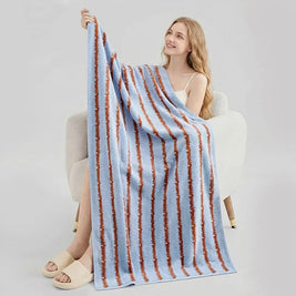 Striped Cotton Bath Towel, Large Soft Absorbent Bath Sheet, Pure Cotton, 3 Colors, 28x55in