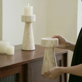 Travertine Taper Candle Holder, Handcrafted Candlestick, 2 Sizes, 7-9in