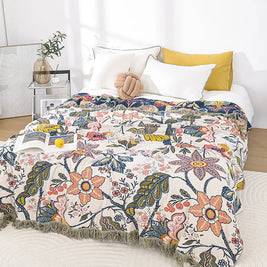 100% Cotton Jacquard Throw Blanket & Bedspread, Double Sided Boho Sofa Cover, Yarn Dyed, Hand Wash, 22 Designs, 3 Sizes