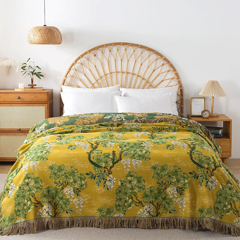 100% Cotton Jacquard Throw Blanket & Bedspread, Double Sided Boho Sofa Cover, Yarn Dyed, Hand Wash, 22 Designs, 3 Sizes