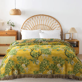 100% Cotton Jacquard Throw Blanket & Bedspread, Double Sided Boho Sofa Cover, Yarn Dyed, Hand Wash, 22 Designs, 3 Sizes