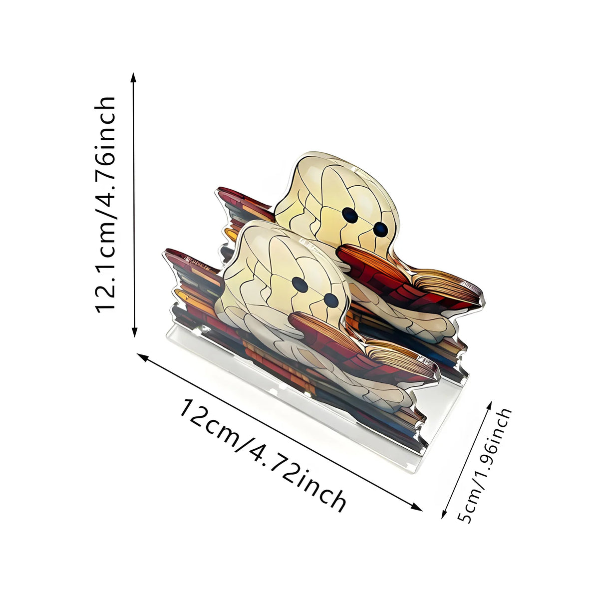 Pack of 6 Halloween Napkin Holder,s Printed Acrylic Ghost Design with Stained-Glass Look for Kitchen & Dining Table, 4 Designs, 4.7in