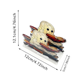 Pack of 6 Halloween Napkin Holder,s Printed Acrylic Ghost Design with Stained-Glass Look for Kitchen & Dining Table, 4 Designs, 4.7in