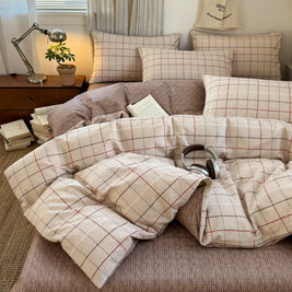 Checked & Plaid Duvet Cover Set with 2 Pillowcases, 100% Cotton Twill, 200 Thread Count, No Filling, 8 Designs, 4 Sizes