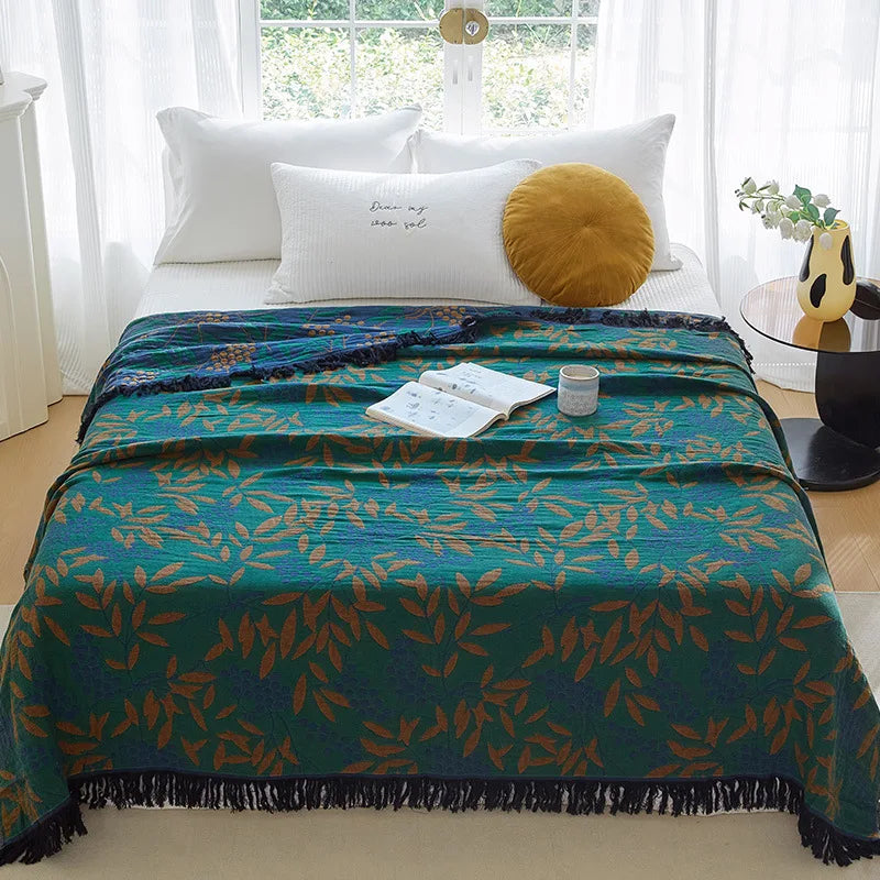 100% Cotton Jacquard Throw Blanket & Bedspread, Double Sided Boho Sofa Cover, Yarn Dyed, Hand Wash, 22 Designs, 3 Sizes