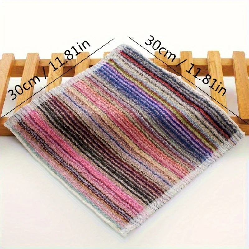 Striped Cotton Dish Cloths Set of 6, Heavy Duty Absorbent Kitchen & Stove Cleaning Cloths