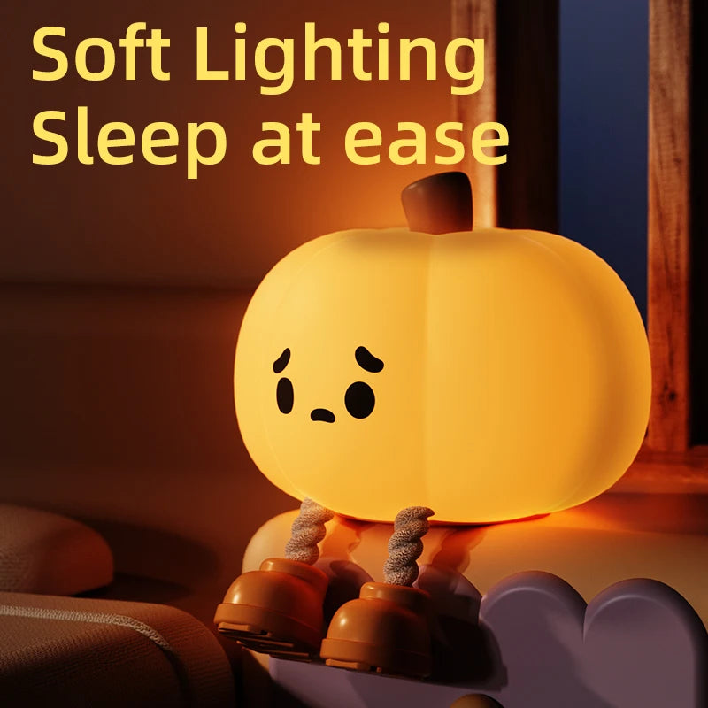 Halloween Night Light, Squishy Silicone Pumpkin, Ghost & Mushroom Lamp for Kids' Room & Nursery, USB-C Rechargeable, 3.3-5.1in