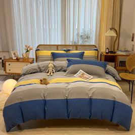 Retro Print Bedding Set of 4 with Duvet Cover, Flat Sheet & 2 Pillowcases, 100% Cotton, Brushed Finish, 23 Designs, 2 Sizes