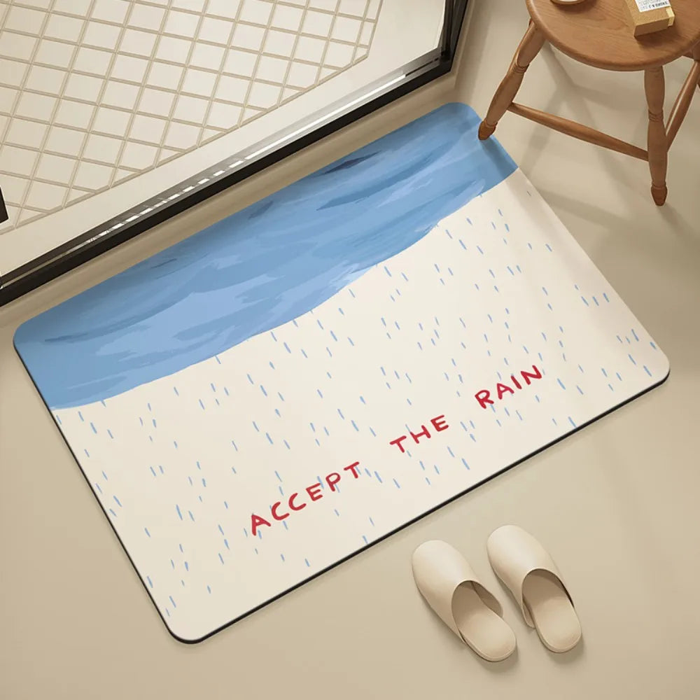 Quick Dry Shower Mat in Diatomite, Minimalist Bathroom & Shower Area Mat, Non Slip Absorbent, 5 Designs, 20x31in