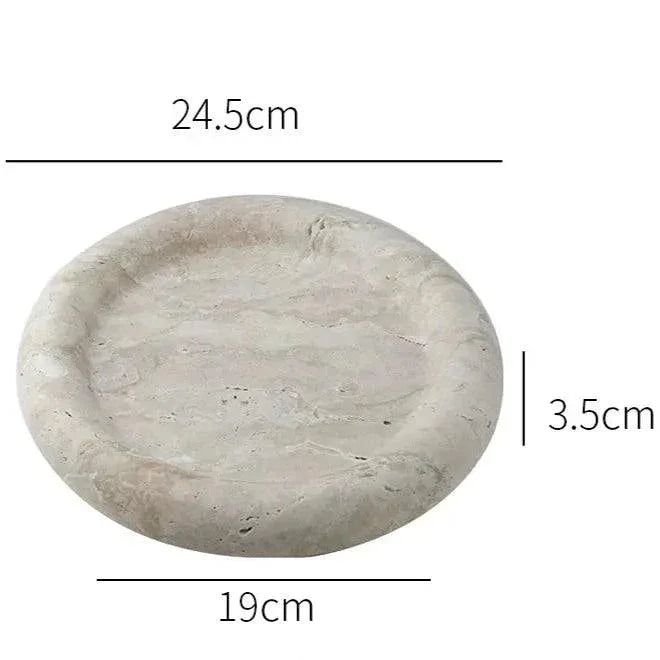 Stone Catchall Tray, Retro Oval Dish for Dining Table & Entryway, 3.7-9.6in