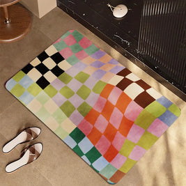 Diamond Pattern Bath Mat in Gradient Color, Modern Bathroom & Entryway Mat, Non Slip Soft, 4 Styles, 16x24in