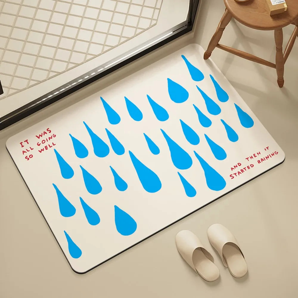 Quick Dry Shower Mat in Diatomite, Minimalist Bathroom & Shower Area Mat, Non Slip Absorbent, 5 Designs, 20x31in