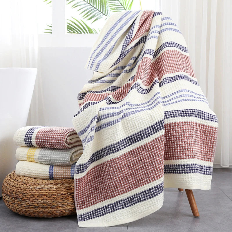 Waffle Weave Cotton Towel, Soft Absorbent Face, Hand & Bath Towel, Pure Cotton, 3 Colors, 3 Sizes