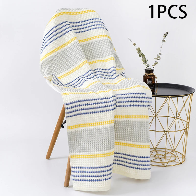 Waffle Weave Cotton Towel, Soft Absorbent Face, Hand & Bath Towel, Pure Cotton, 3 Colors, 3 Sizes