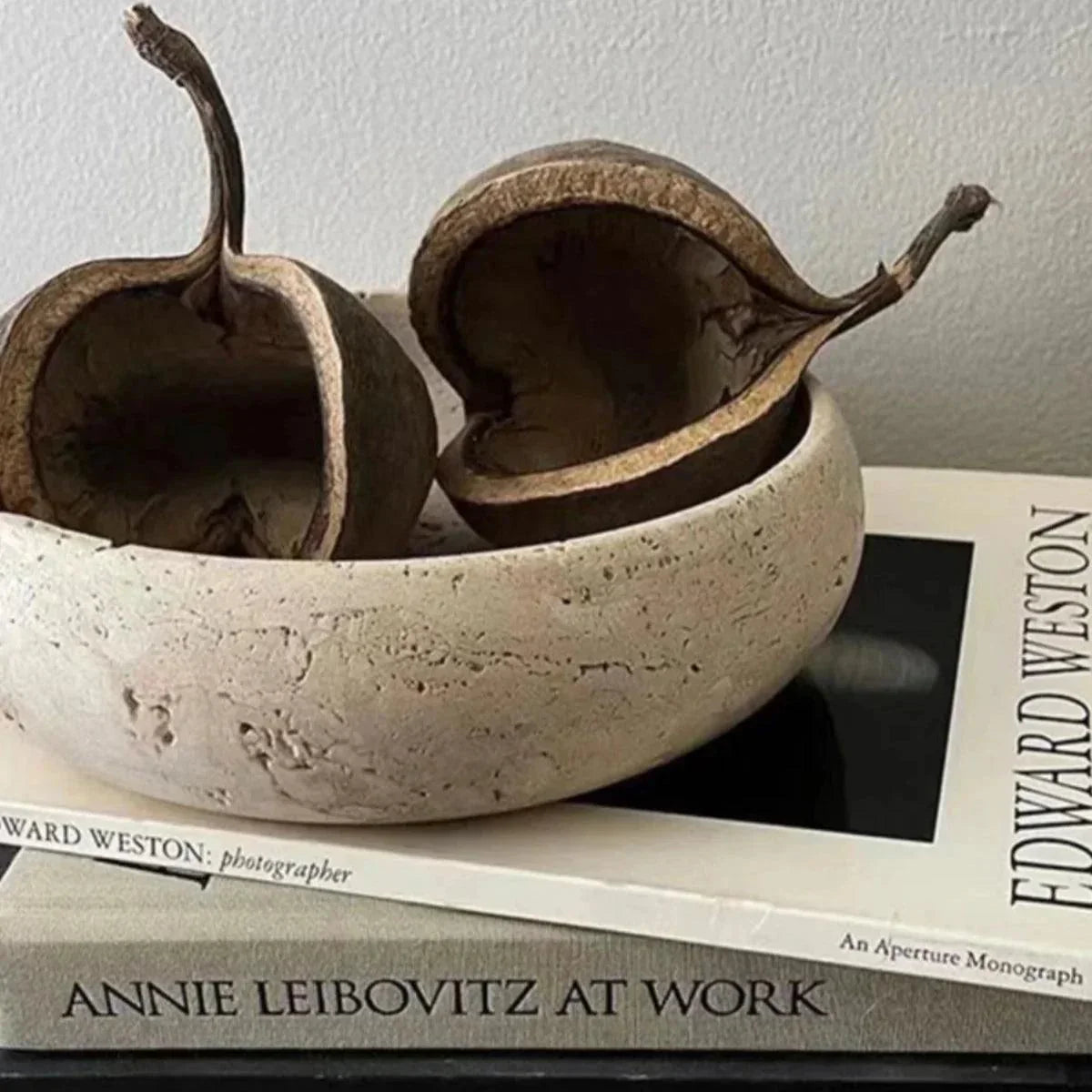Travertine Look Marble Catchall, Minimalist Vanity Tray or Bowl, 4.7-8.3in