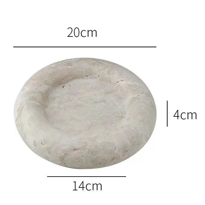 Stone Catchall Tray, Retro Oval Dish for Dining Table & Entryway, 3.7-9.6in