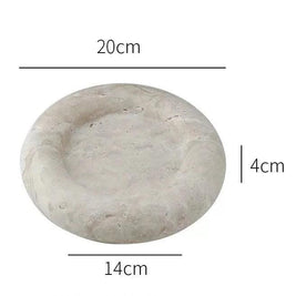Stone Catchall Tray, Retro Oval Dish for Dining Table & Entryway, 3.7-9.6in
