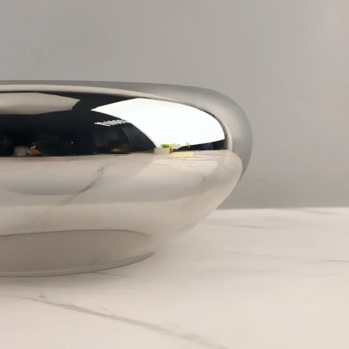 Silver Glass Fruit Bowl, Modern Centerpiece Bowl for Dining Table, 11.6in