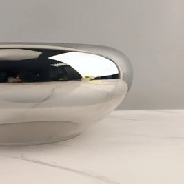 Silver Glass Fruit Bowl, Modern Centerpiece Bowl for Dining Table, 11.6in