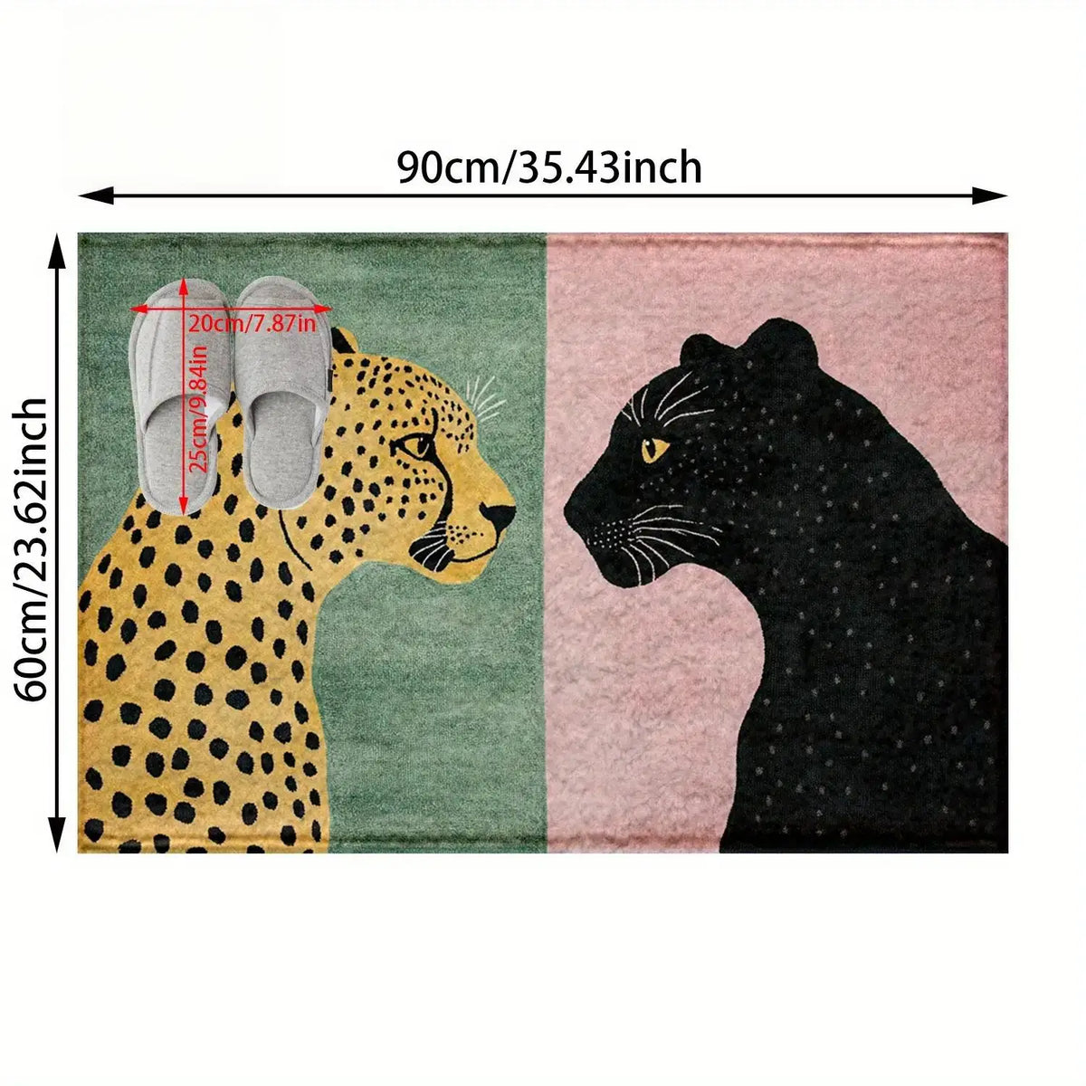 Leopard Print Bath Mat in Soft Flannel, Bathroom & Bathtub Edge Mat, Non Slip Washable, 3 Sizes, 16-24in