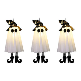 Hanging Light Up Ghosts, Halloween Witch Ghost Decorations with LED, Porch & Indoor Hanging Decor, 3 Light Modes, Set of 3, 18in