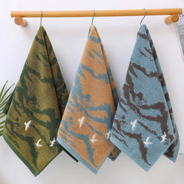 Jacquard Cotton Towel Set of 4, Thick Absorbent Bathroom Towels, Yarn Dyed Pure Cotton, 3 Colors, 14x28in