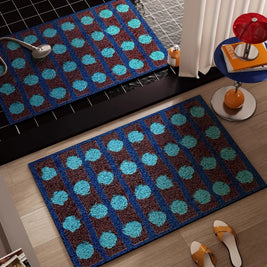 Bauhaus Bath Mat with Dot & Grid Pattern, Retro Bathroom & Doorway Mat, Non Slip Absorbent, 6 Designs, 16x24in