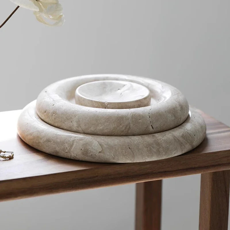 Stone Catchall Tray, Retro Oval Dish for Dining Table & Entryway, 3.7-9.6in