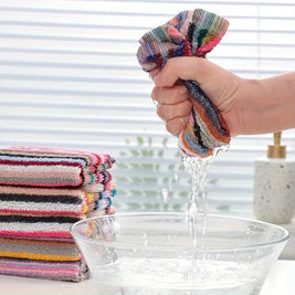 Striped Cotton Dish Cloths Set of 6, Heavy Duty Absorbent Kitchen & Stove Cleaning Cloths