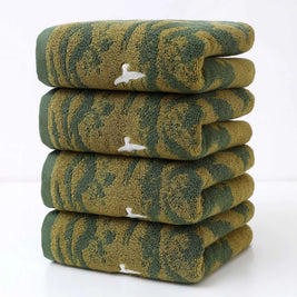 Jacquard Cotton Towel Set of 4, Thick Absorbent Bathroom Towels, Yarn Dyed Pure Cotton, 3 Colors, 14x28in