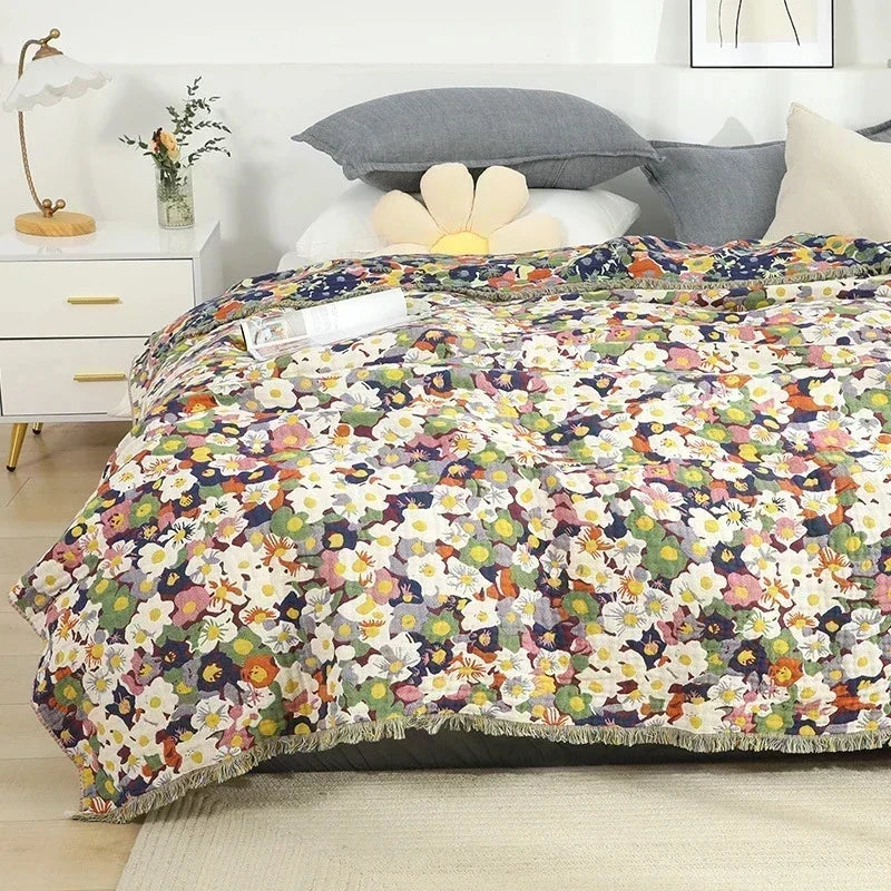 100% Cotton Jacquard Throw Blanket & Bedspread, Double Sided Boho Sofa Cover, Yarn Dyed, Hand Wash, 22 Designs, 3 Sizes