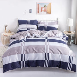 Striped & Printed Duvet Cover Set with 2 Pillowcases, 100% Cotton Bedding, Coastal Blue Designs, No Filling, 10 Designs, 4 Sizes