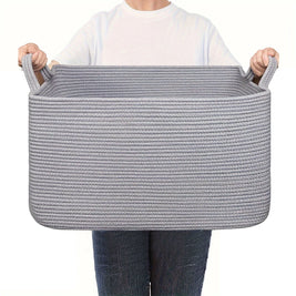 Large Woven Rope Storage Basket with Handles, Laundry, Blanket & Toy Basket, Halloween Candy Bin, 6 Colors, 19 x 13.4in