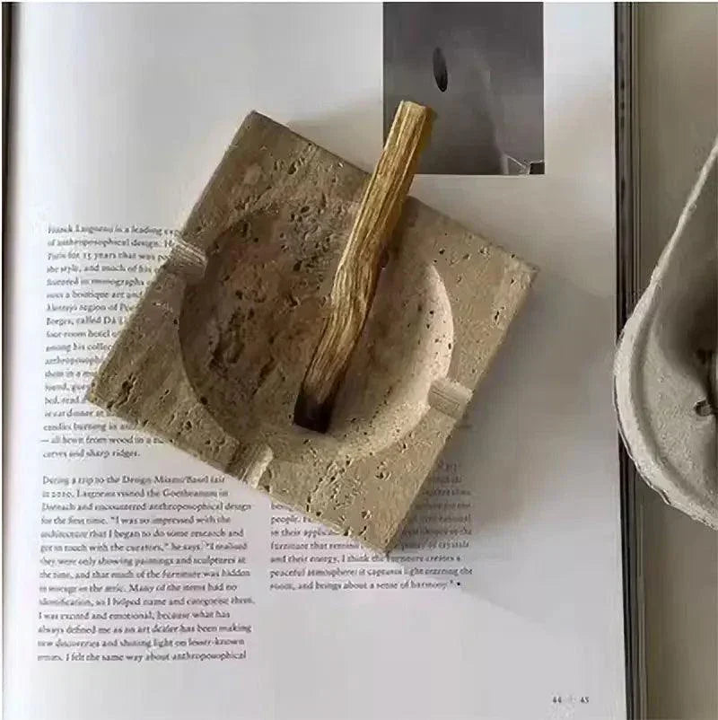 Travertine Look Marble Catchall, Minimalist Vanity Tray or Bowl, 4.7-8.3in
