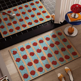 Bauhaus Bath Mat with Dot & Grid Pattern, Retro Bathroom & Doorway Mat, Non Slip Absorbent, 6 Designs, 16x24in
